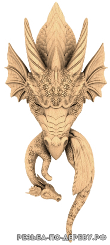 Резное панно Голова дракона из дерева