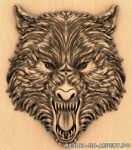 Голова волка (1) из дерева