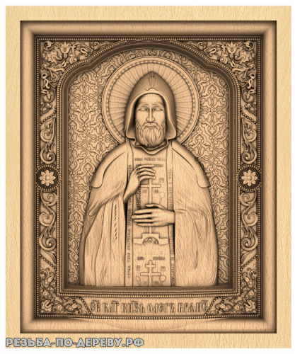 Резная икона Святой Князь Олег Брянский из дерева