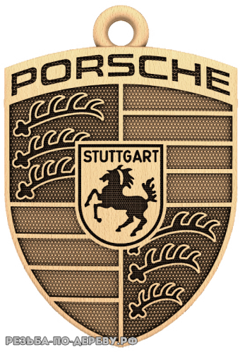 Герб Porsche из дерева