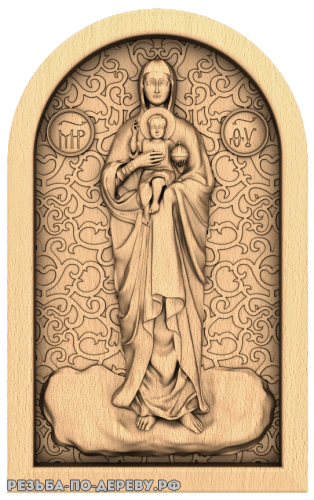 Резная икона Богородица Валаамская из дерева