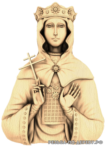 Резная икона Святая мученица Людмила Чешская из дерева