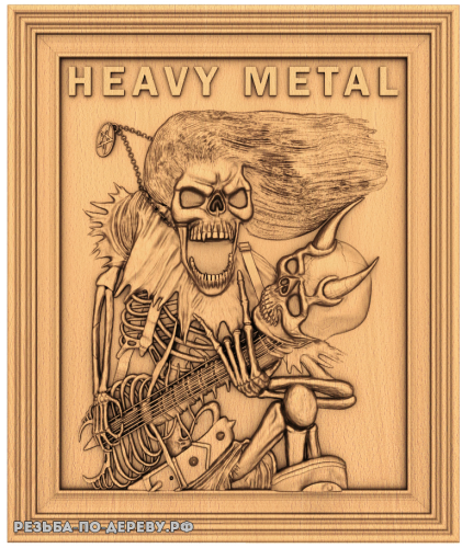 Резное панно Heavy Metal из дерева
