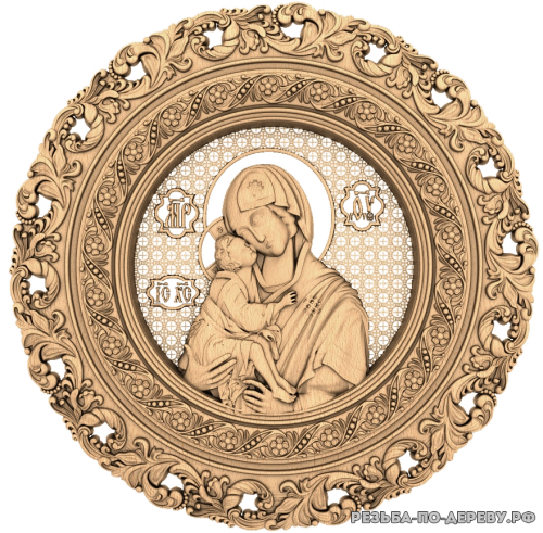 Резная икона Богородица Донская из дерева