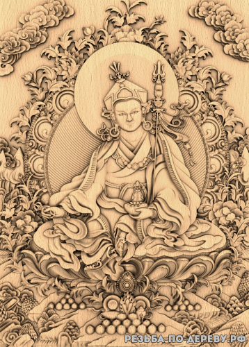 Резное панно Будда с фоном №10 из дерева