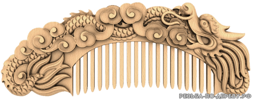 Резное панно Расчёска-дракон из дерева