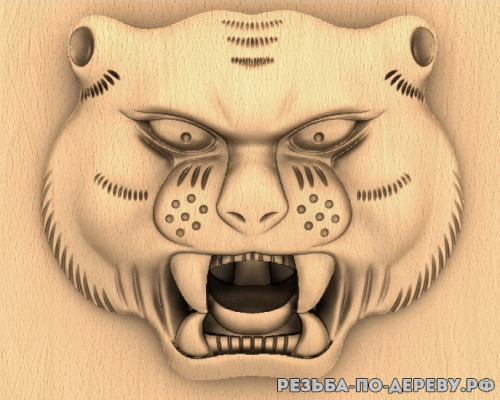 Голова китайского тигра из дерева