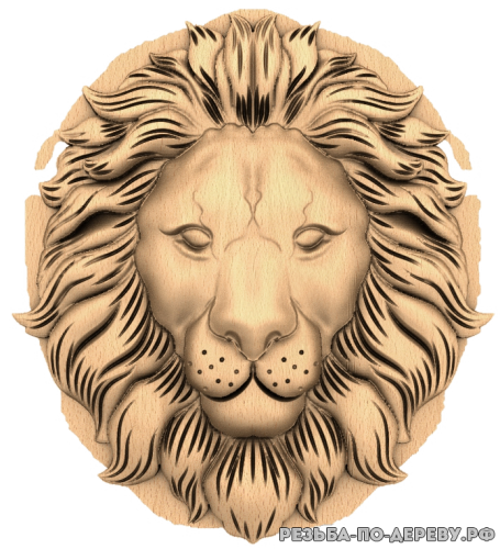 Голова льва №15 из дерева