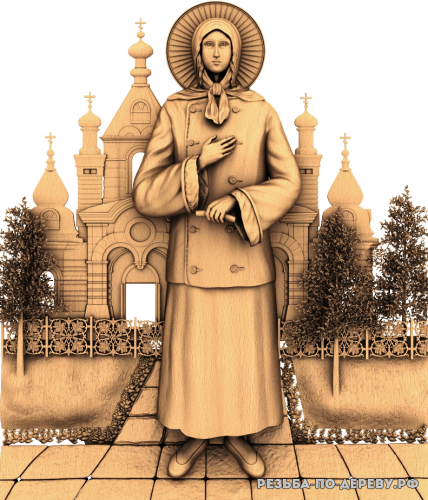 Резная икона Ксения Петербуржская из дерева