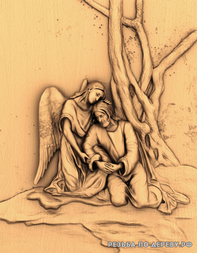 Резная икона Иисус в Гефсимании из дерева