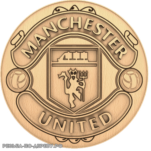 Герб Manchester United из дерева