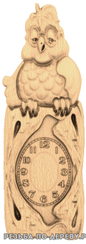 Резные Часы с совой из дерева