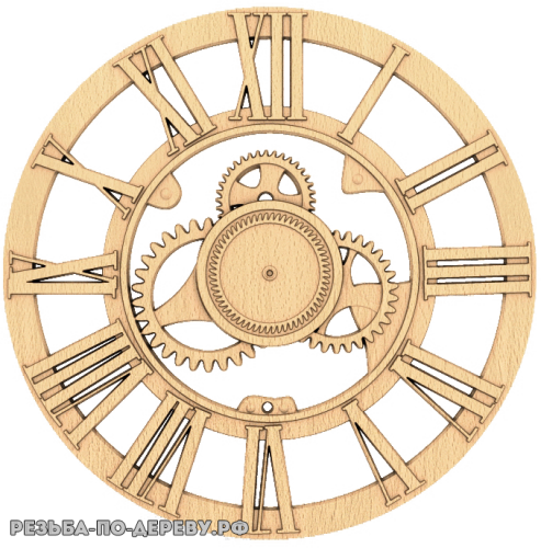 Резные Часы Шестеренка (2) из дерева