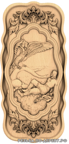 Резное панно Гамаюн (3 серия) из дерева