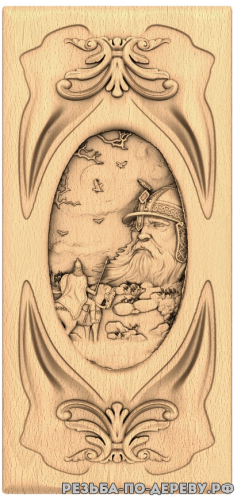 Резное панно Руслан и голова (2 серия) из дерева
