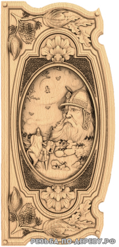 Резное панно Руслан и голова (4 серия) из дерева