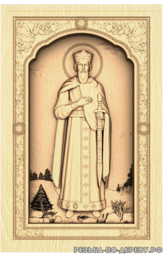 Резная икона Святой мученик Вячеслав Чешский из дерева