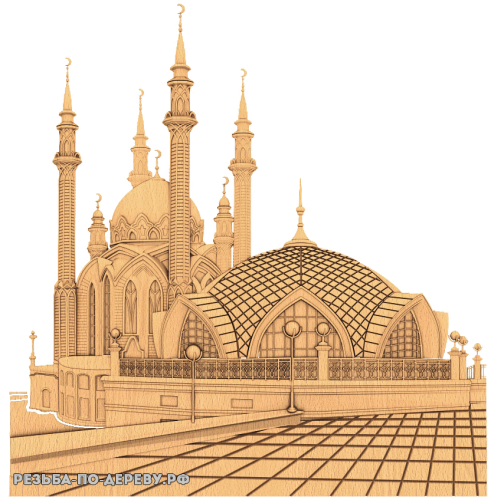 Резное панно Мечеть Кул-Шариф из дерева