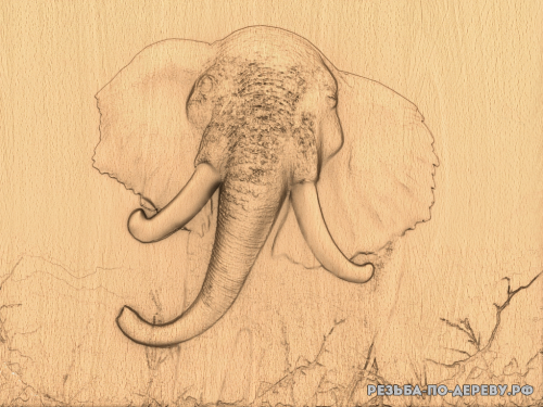 Резное панно Слон из дерева