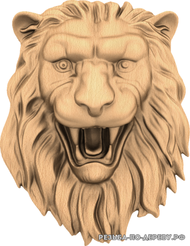 Голова льва №13 из дерева