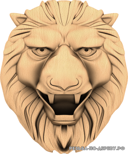 Голова льва №14 из дерева