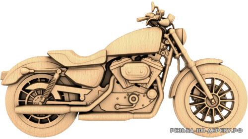 Резное панно Американский мотоцикл из дерева