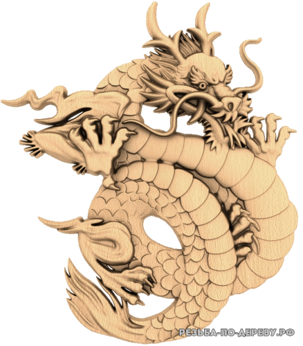 Резное панно Китайский дракон (2) из дерева