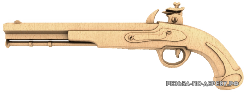 Резное панно Кремневый пистолет из дерева