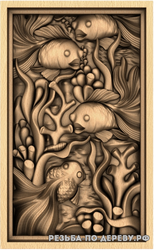 Резное панно Подводный мир (1) из дерева