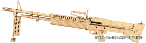 Резное панно Пулемет m60 из дерева