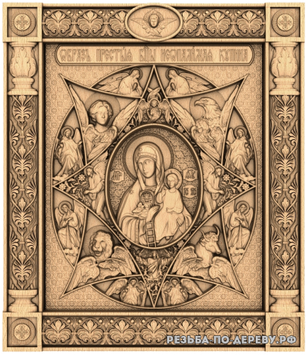Резная икона Неопалимая Купина (2) из дерева