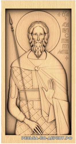 Резная икона Святой Андрей Стратилат из дерева