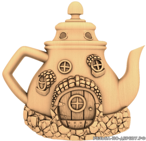 Чайник-домик - резное изделие из дерева