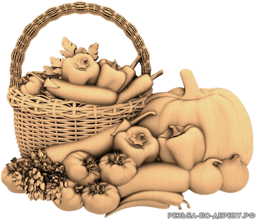 Корзина с овощами - резное изделие из дерева
