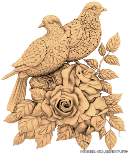 Голуби - резное изделие из дерева